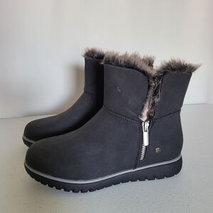 **FINAL SALE** London Fog Collection Black Nubuck Faux Fur Lined Ankle Booties